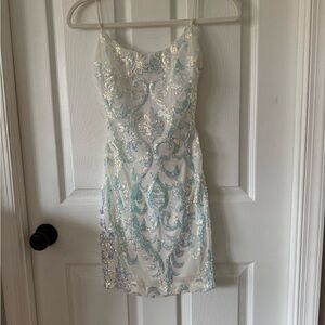 B Darlin Iridescent Sequin Mini Dress